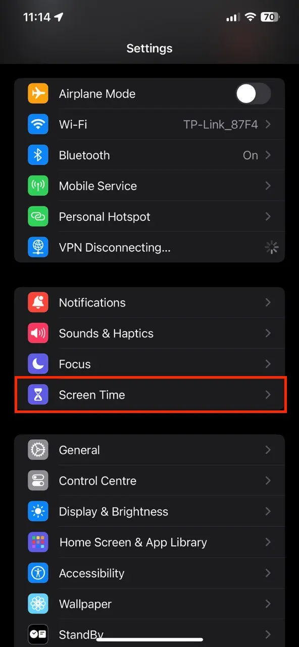 Tap on Screen Time